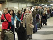 passengers delayed at an airport